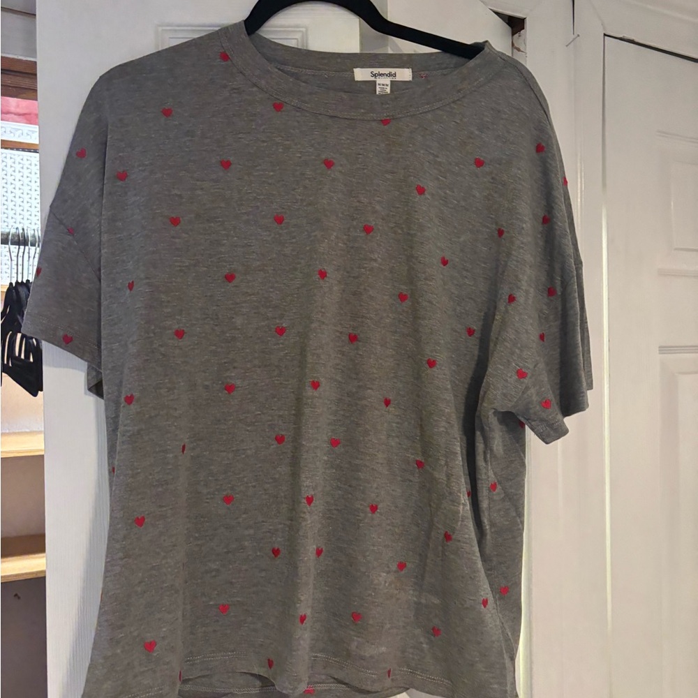 Splendid Gray Tee with Red Accents